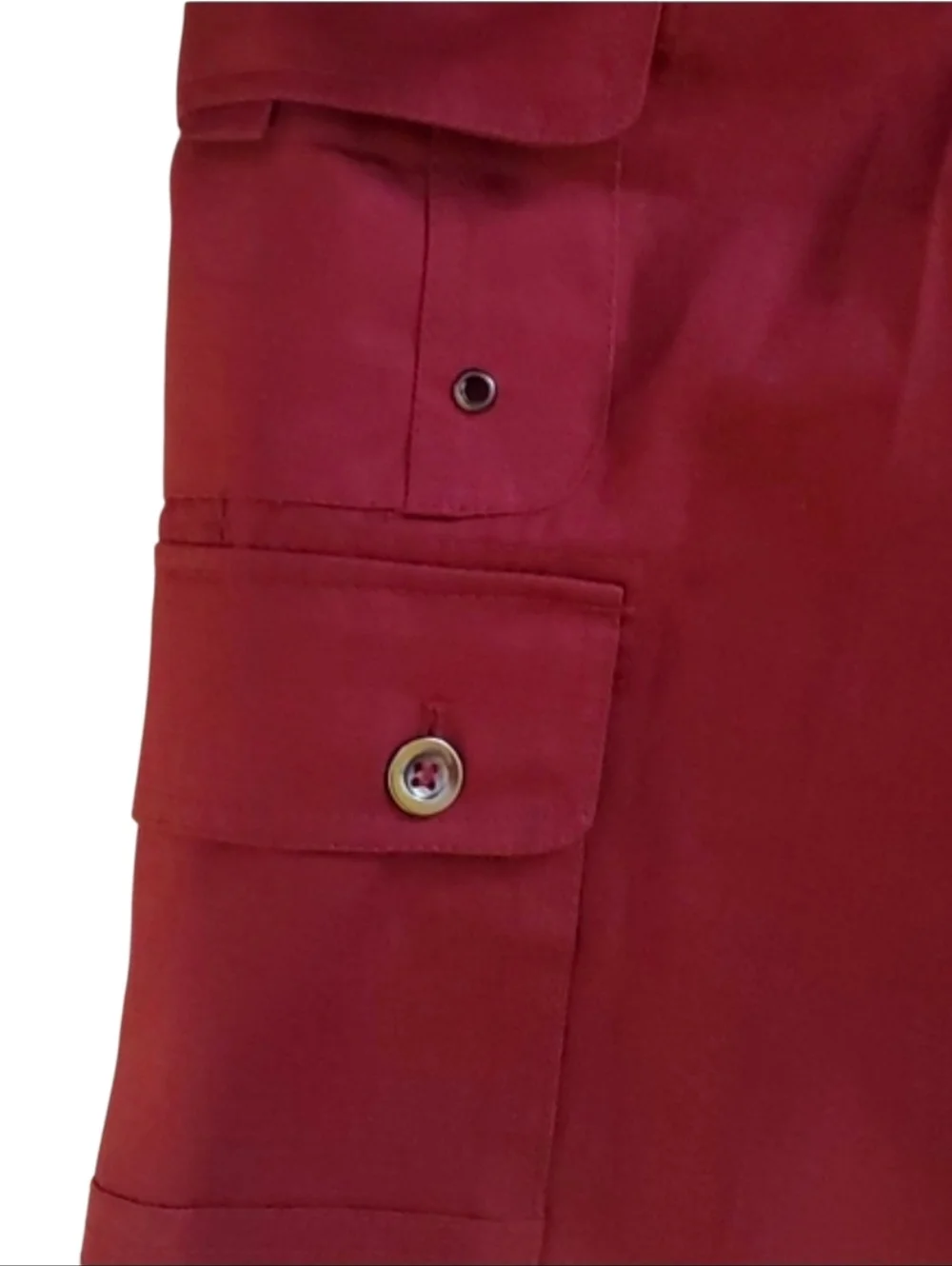 BYN DYNASTY Men's Red Cargo Shorts Streetwear Style Size 42 Belt Multi Pocket